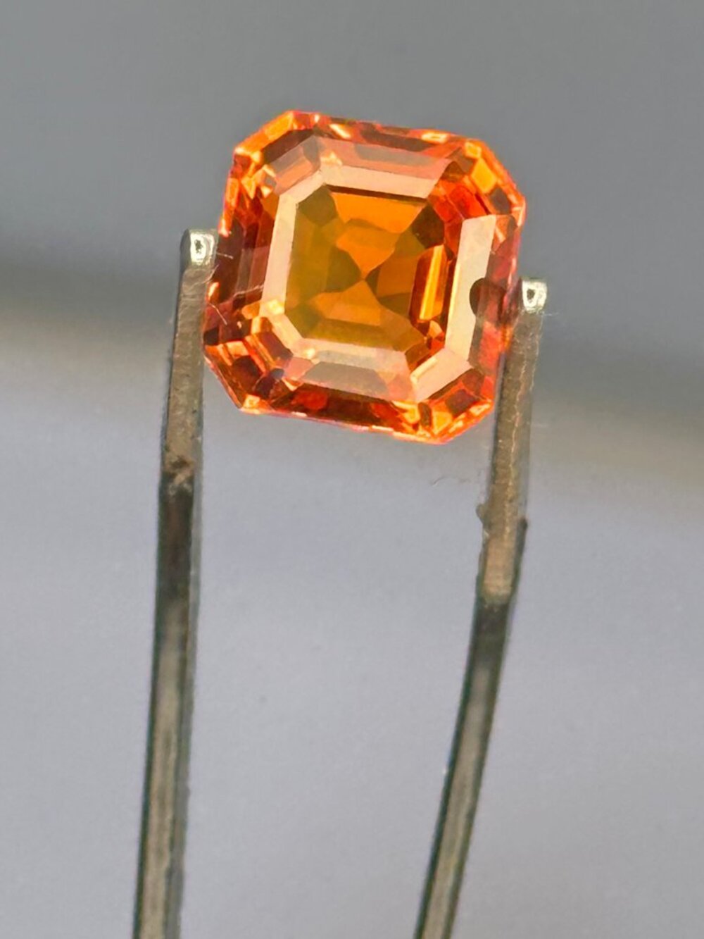 Asscher Vivid Orange Sapphire